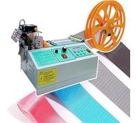 Automatic Hot and Cold Braided Tape Cutting Machine, 440W Heated Ribbon Cutter, Adjustable Speed 60-120 pcs/min for Textile, Knitwear, Leather