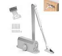 Automatic Hydraulic Door Closer, Adjustable Spring Closure, 180 Degree Positioning, Adjustable Closing Speed, Aluminum Alloy, Suitable for Doors Weighing 25-85kg
