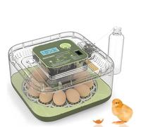 Automatic Incubator for 12 Eggs with Temperature & Humidity Control, Auto Turner, 360° View, Built-in Egg Candler for Chicken, Duck & Quail Eggs