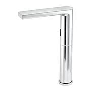Automatic Infrared Bathroom Faucet Chrome Finish Sensor Activated Basin Tap Battery Powered Hot & Cold Water Mixer for Modern Washbasins