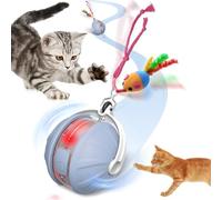 Automatic Interactive Cat Toys for Indoor Cats, USB-C Rechargeable Self-Rolling Ball Toy with Smart Obstacle Avoidance & LED Light, Switchable Mouse Sounds for Hunting Self-Play on All Floors, Blue