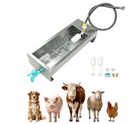 Automatic Large Dog Water Bowl Dispenser Livestock Waterer Drinking Trough 3 Gallon Stainless Steel with Float Valve for Cattle Chicken Goat Horse Pigs Poultry Outdoor Animals