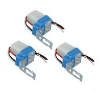 Automatic Light Sensor Switch for AC/DC 12V 10A Photo Control, 2200W Load, 3-Pack Adjustable Street Light Sensor with 10m Range, Blue & White