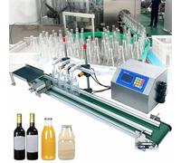 Automatic Liquid Filling Machine 150W, 4-Head Electric Bottle Filler with Conveyor Belt, 10-500ml Adjustable Capacity, Stainless Steel Diaphragm Pump for Beverage/Beer/Wine