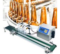 Automatic Liquid Filling Machine 4 Nozzle, 10-5000ml Bottle Filler with Belt Conveyor, Adjustable Speed for White Wine, Beverages, Thin Liquids