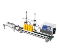 Automatic Liquid Filling Machine with Belt Conveyor for Bottles 10-500ml, 150W Compact Filler for Beverages and Thin Liquids
