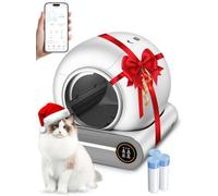 Automatic Litter Box, Upgraded Robot Self Cleaning Litter Box for Multiple Cats, 65L+9L Extra Large, Features Negative ion Sterilization and Deodorization, APP Control, 3 Rolls Litter Bag Liners