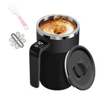 Automatic Magnetic Stirring Coffee Mug,Electric Coffee Mug with a Built-in LCD Thermometer,Rechargeable Smart Mixing Cup,USB-C Charge, Double-Click Start,for Coffee,Milk,Cocoa,Etc,with Rotor (Black)