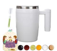 Automatic Magnetic Stirring Coffee Mug, Insulated Self Stirring Coffee Mug with Lid, Upgrade Rechargeable Electric Metal Mixing Cup for Powder Drink, Reusable Rotatable Coffee Mugs (B-White)