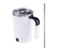 Automatic Magnetic Stirring Coffee Mug with Temperature Display, Rechargeable Stirring Mug, Multifunctional Spin Mugs with Lid, Auto Stirrings Coffee Cup for Home Office School (White)