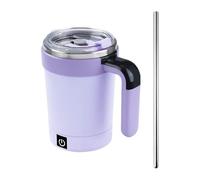 Automatic Magnetic Stirring Coffee Mug with Temperature Display, Rechargeable Stirring Mug, Multifunctional Spin Mugs with Lid, Auto Stirrings Coffee Cup for Home Office School (Purple)