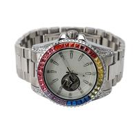 Automatic Mechanical Watch, Colorful Clock for Men Resistant for Men for Informal Use (Silver White (Steel Strap))