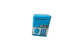 Automatic Mini Safe Coins Cash Saving Money Box Password Counter Code Key Lock(Blu)