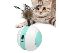 Automatic Moving Ball Puzzle Toy | Cat Teaser Ball Automatic Moving with Tail Feather | Cat Ball USB Rechargeable with 2 Modes Smart Cat Toy