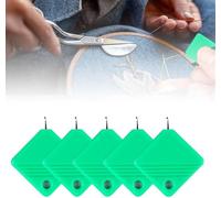 Automatic Needle Threader for Hand and Machine Sewing - Universal Ergonomic Sewing Tool with Quick-Load System, 5-Pack Green | Fits All Needle Sizes (0.5-5mm) | Sewing Accessories and Craft Supplies