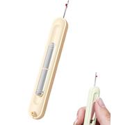 Automatic Needle Threader Tool, Retractable Threader Plug-in Needle Threader, Needle Threader and Thread Remover Tool for Hand Sewing/Knitting/Cross Stitch/Embroidery/Thread Removal (Beige, 1PCS)