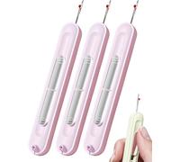 Automatic Needle Threader Tool, Retractable Threader Plug-in Needle Threader, Needle Threader and Thread Remover Tool for Hand Sewing/Knitting/Cross Stitch/Embroidery/Thread Removal (Purple, 3PCS)