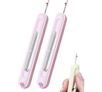 Automatic Needle Threader Tool, Retractable Threader Plug-in Needle Threader, Needle Threader and Thread Remover Tool for Hand Sewing/Knitting/Cross Stitch/Embroidery/Thread Removal (Purple, 2PCS)