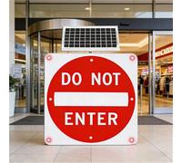Automatic Night Flashing Solar DO NOT Enter Sign | 24/30 Inch Aluminum Plate | 8 High-Brightness LEDs | 0.5 Mile Visibility | Durable(24in)