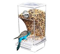 Automatic No-Spill Transparent Bird Feeder, No Mess Bird Feeders - Automatic Parrot Feeder Bird Feeders Hanging, Acrylic Seed Food Container, Cage Accessories for Small and Medium Parakeets Cockatiels
