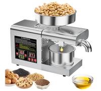 Automatic Oil Press Extractor, Commercial Nuts Seeds Oil Grinder - Hot/Cold Dual Press + 95% Oil Yeild + 6-10kg/h Output, 1100W Stainless Steel Oil Extractor with 6L Hopper