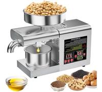Automatic Oil Press Machine, Dual Hot/Cold Press for Nuts and Seeds, Stainless Steel Extractor with Hopper for Efficient Home Use