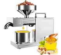 Automatic Oil Press Machine, Hot & Cold Oil Extraction, Stainless Steel Electric Oil Extractor, 3-6 KG/H Pressing Speed for Peanuts, Sesame, Sunflower Seeds