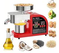 Automatic Oil Press Machine Upgrade For Home/Commercial, High Oil Output Rate And All Stainless Steel 24h Continuous Work, Intelligent Control,Healthy Oil For Peanut Sesame Walnut 800wRed