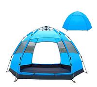 Automatic Opening Tent, Hexangular Hydraulic Big Tent for 4-6 Person, Rainproof And Sunscreen Family Camping Tent for Outdoor Camping,Blue