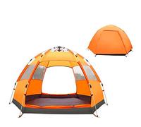 Automatic Opening Tent, Hexangular Hydraulic Big Tent for 4-6 Person, Rainproof and Sunscreen Family Camping Tent for Outdoor Camping,Orange
