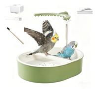 Automatic Parakeet Bird Bath, Bird Shower Fountain Indoor Bathtub with Circulating Water, Large Parrot Bath for Small & Medium Budgie, African Grey, Cockatiel, Conure (green,Bent)