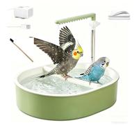 Automatic Parakeet Bird Bath, Bird Shower Fountain Indoor Bathtub with Circulating Water, Large Parrot Bath for Small & Medium Budgie, African Grey, Cockatiel, Conure (green,Straight)