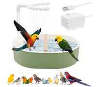 Automatic Parrot Bathtub,Cage Bird Shower Fountain, USB Electric Budgies Caged Bath Tub,Large Capacity Parrot Shower,Circulating Water Bathtub for Cockatiel Budgie Lovebird Cockatoo Conure (Style 1)