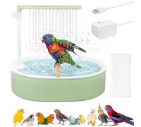Automatic Parrot Bathtub with Silent Pump, Electric Bird Shower with Adjustable Water Flow & Splash-Proof Mat, USB Powered Bird Bath for African Grey, Cockatoo, Budgie, Lovebird(Style 2)
