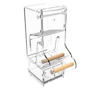 Automatic Parrot Feeder - Clear Bird Feeder Automatic Acrylic with Perch - Cage Accessories, Clear Parakeet Food Container for Small and Medium Lovebirds, Parakeets
