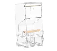 Automatic Parrot Feeder - No Acrylic Bird Food Dispenser Clear | Accessories in Cage with Perch for Parakeets, Lovebirds, Small Birds, Container