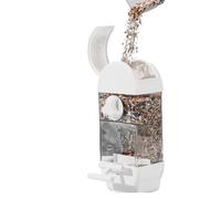 Automatic Parrot Feeder - PP 10 x 7.5 x 24.5 cm 800 g | Clear House-Shaped Bird Feeder | Large Capacity Anti-Spill Food and Water Container for Parakeets Cockatiels Squirrels Cage Accessories