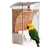Automatic Parrot Feeder With Husk Separation | Large Capacity ABS PET Design | White Pink Blue Anti-Waste Seed Dispenser | Cockatiel Lovebird Cage Food Box
