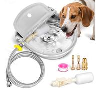 Automatic Pet Drinking Water Bowl with Drain Hole and Floating Valve, 71 Inch Extended Hose, Stainless Steel Farm Pet Water Dispenser, Water Dispenser