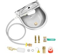 Automatic Pet Drinking Water Bowl with Float Valves, 39" Water Hose, 3/4" Quick Connector, 304 Stainless Steel, Automatic Watering Bowl Set for Farm Animals, Dogs, Horses, Cow