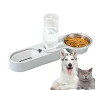 Automatic Pet Feeder, Stainless Steel Pet Bowl, Non-Slip Cat Feeder, 25x13.5x20 cm, Rotatable 2 in 1 Pet Feeder and Water Dispenser for Cats, Dogs, and Bunnies with Non-Slip Base
