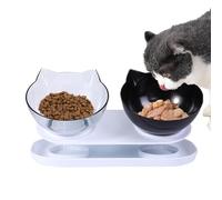 Automatic pet feeder Tilted Cat Dishes | Non-slip Raised Cat Food Container,Multifunctional Dog Food Feeders, Detachable Pet Feeding Station(Black bowl+transparent bowl [white base])