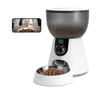Automatic Pet Feeder with Camera, 5GHz/2.4GHz WiFi Cat Feeder, 4L Capacity, 1-10 Meals/Day with Low Battery Reminder, Two-Way Voice with 304 Stainless Steel Bowl (With Camera)