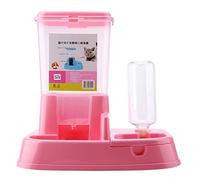 Automatic Pet Feeder with Detachable Food Dispenser and Water Bottle, 2 - in - 1 Pets Feeding Machine for Cats Dogs Rabbits, Large Capacity Eco - Friendly Plastic (Pinkish)