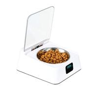 Automatic Pet Feeder with LCD Display, Pet Food Dispenser, Infrared Automatic Sensor Switch Cover, Moisture-proof Smart Bowl for Pet Cat and Dog (5L / White)