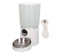 Automatic Pet Feeders, 5L Dual Power Support Smart Timing ABS Cat Dog Food Dispenser with Stainless Steel Bowl (Button