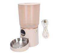 Automatic Pet Feeders, 5L Dual Power Support Smart Timing ABS Cat Dog Food Dispenser with Stainless Steel Bowl (Button