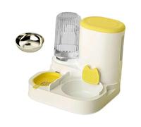 Automatic Pet Food Dispenser with Bowl, Water Dispenser, Built-in, Transparent Compartment, PP/PET, Suitable for Families with And Kitt, yellow