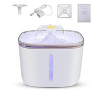 Automatic Pet Water Dispenser with Anti Dry Burning Water Level Window, Portable Feeder for Adult Cat and Dog, 2L Capacity, Quiet Pump, Triple Filtration System, Food Grade