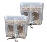 Automatic Pigeon Bird Feeder Water, 2 Pack Plastic Feeder Water Dispenser Drinkers for Cage, No Mess Hanging Parrot Food Bowl Container, Cage Accessories for Parakeet Quail Bird Chicken (2 Hole-Hook)